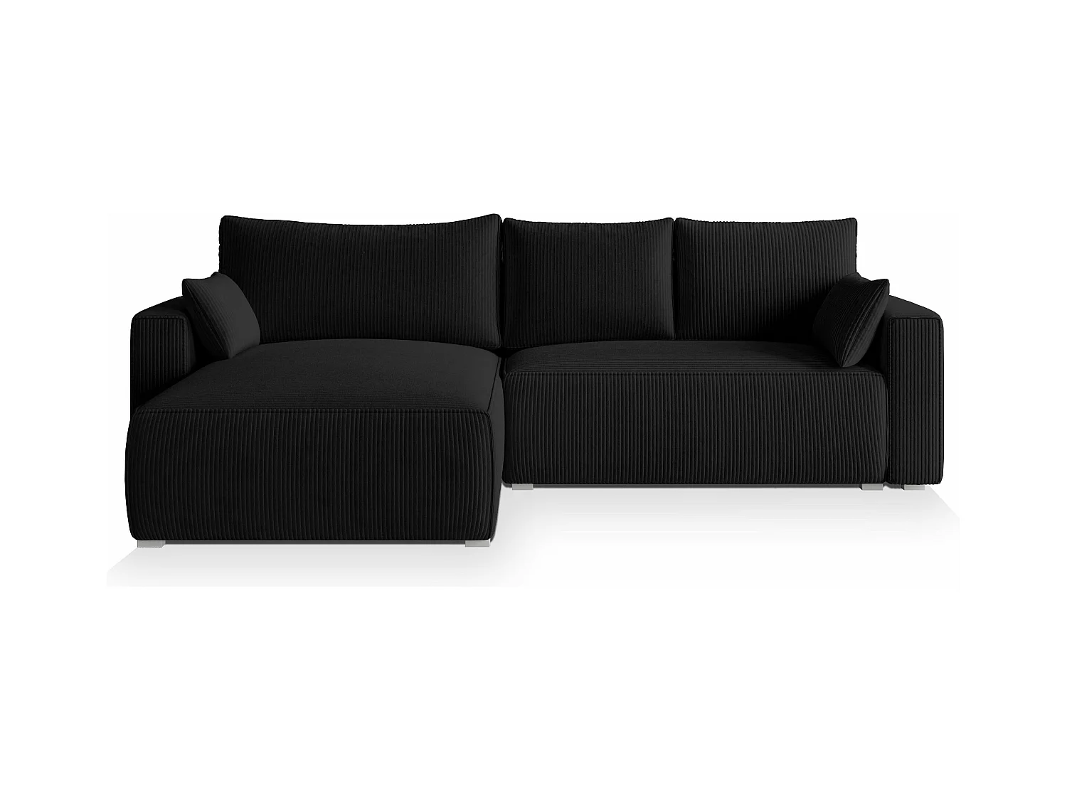 ECKSOFA FORIL P Schwarz Kordstoff mit Schlaffunktion