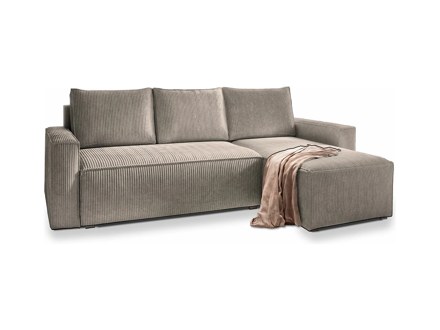 ECKSOFA POTARO Beige Kordstoff mit Schlaffunktion