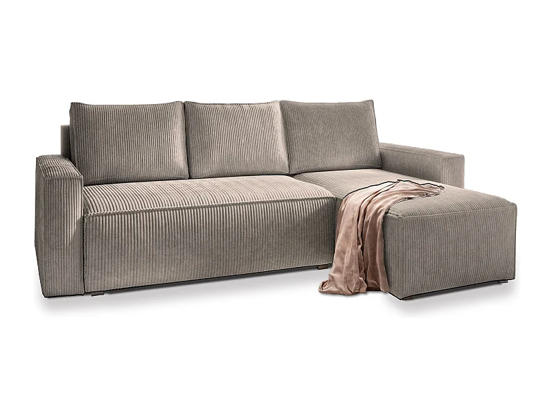 Hoekbank POTARO van fluweel met slaapfunctie Beige