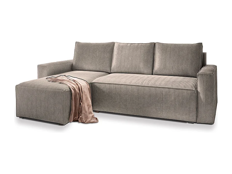 Hoekbank POTARO van fluweel met slaapfunctie Beige