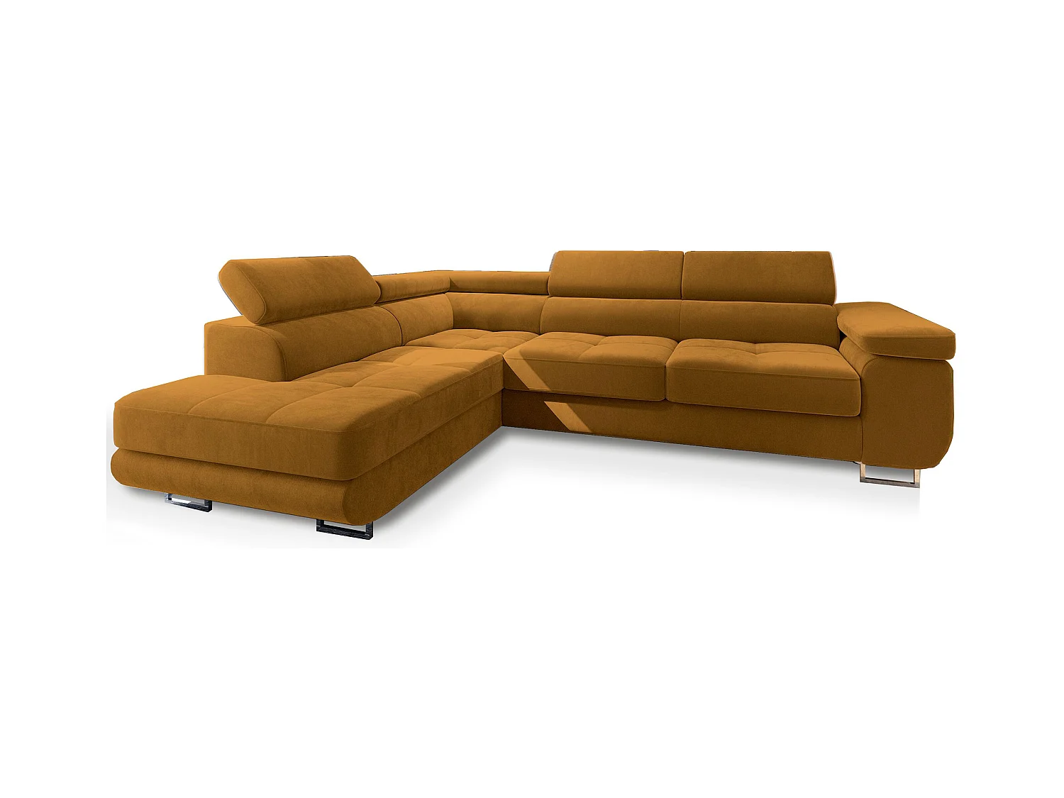 Canapé d'angle SELVA Jaune en velours avec fonction de couchage