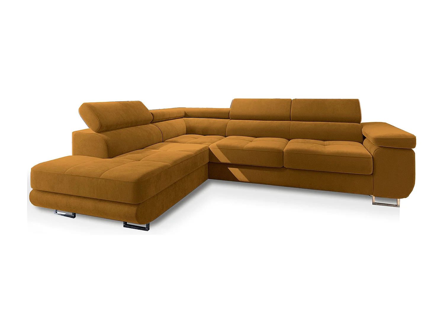 Canapé d'angle SELVA Jaune en velours avec fonction de couchage