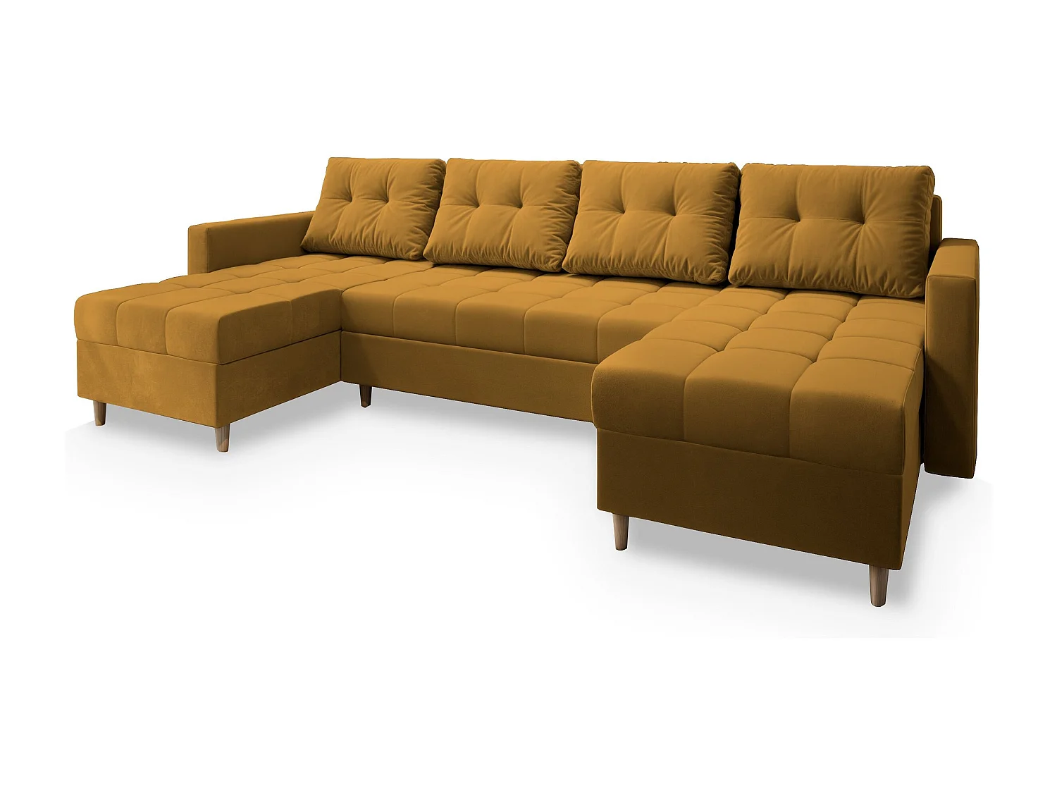 Canapé d'angle MILO Jaune en peluche avec fonction de couchage