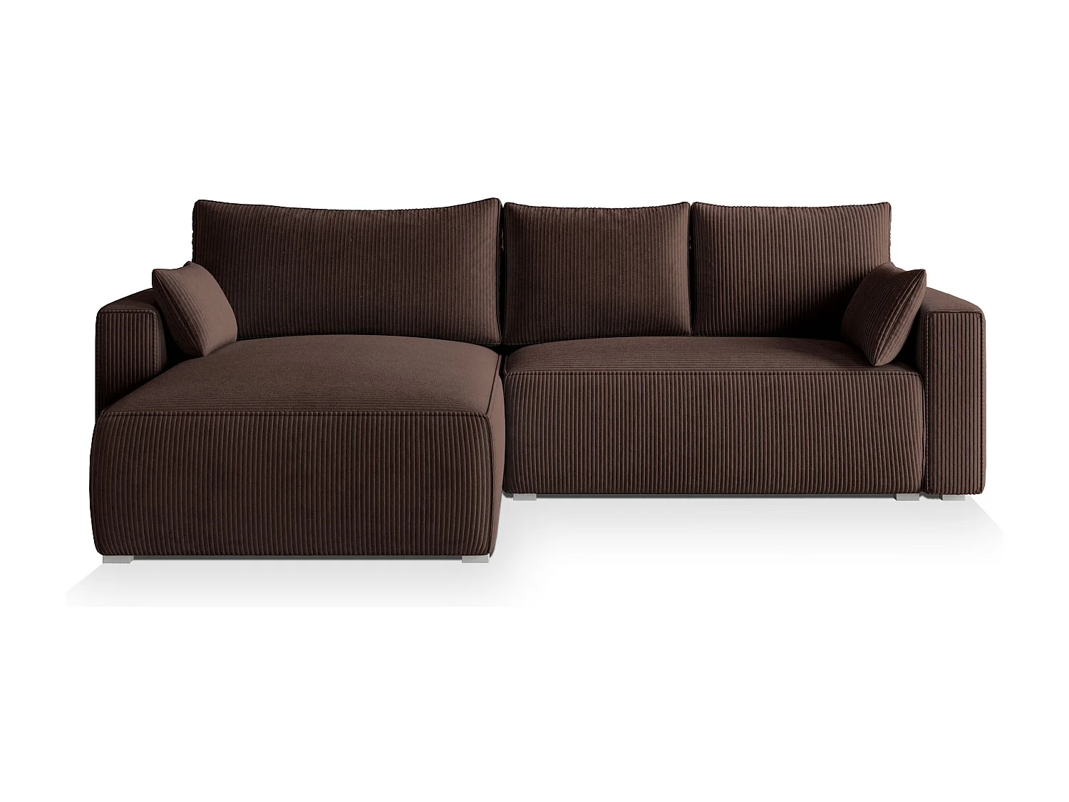 Canapé d'angle FORIL Marron en velours côtelé avec fonction de couchage