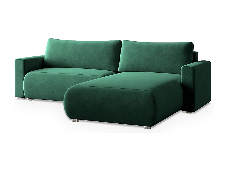 Canapé d'angle TURIN Vert Sapin en velours avec fonction de couchage