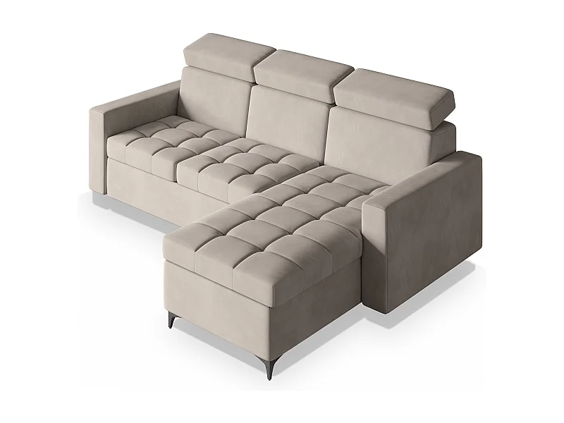 Hoekbank KAME van fluweel met slaapfunctie Beige