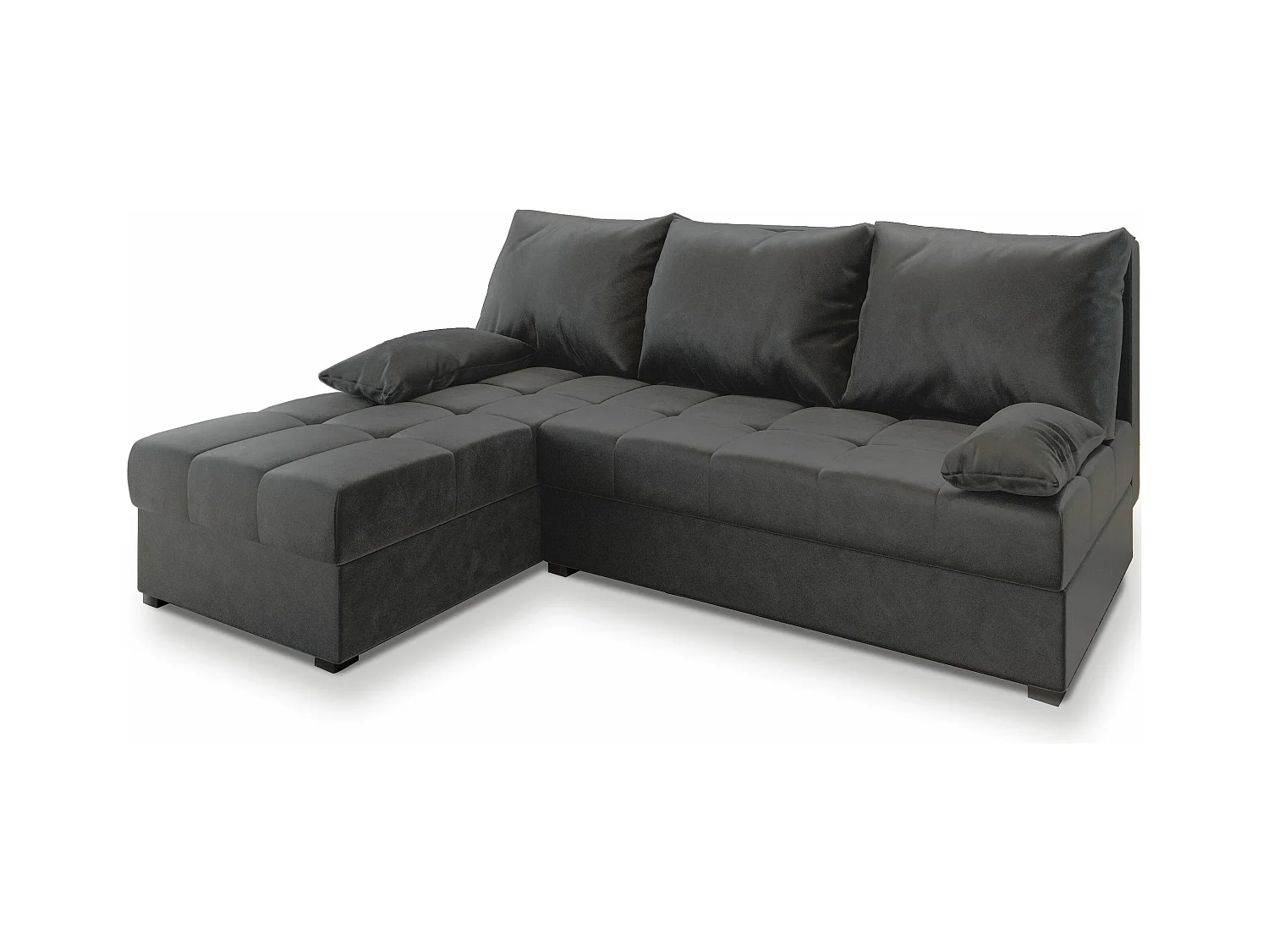Canapé d'angle RITA Gris en peluche avec fonction de couchage