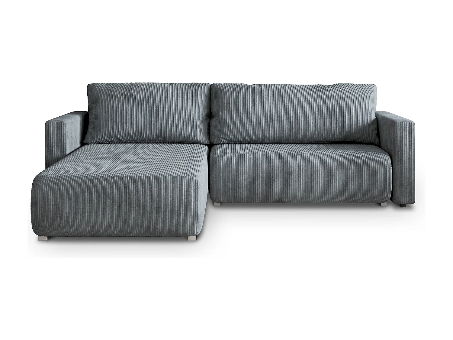 Canapé d'angle TURIN Gris en velours côtelé avec fonction de couchage