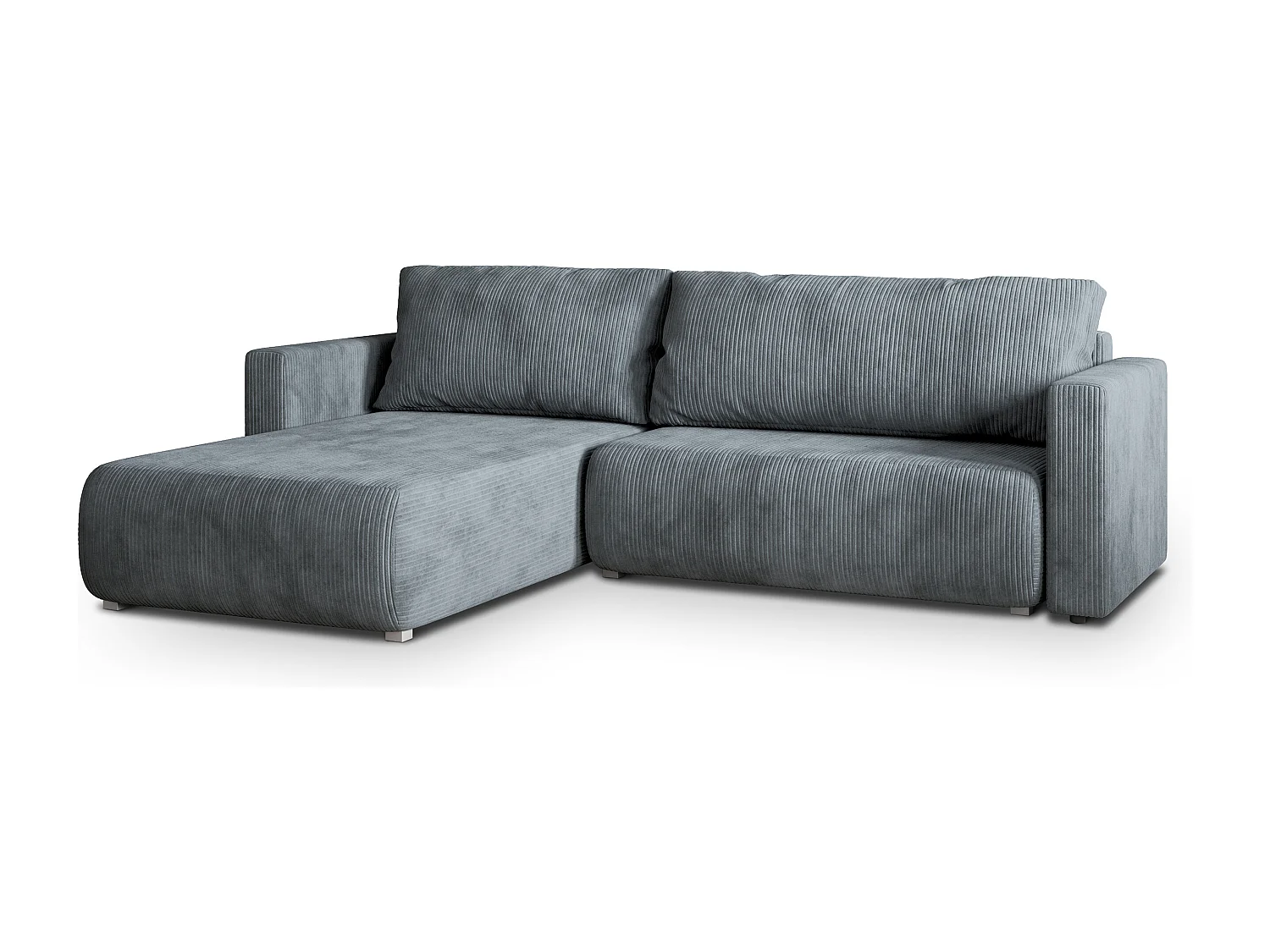 Canapé d'angle TURIN Gris en velours côtelé avec fonction de couchage