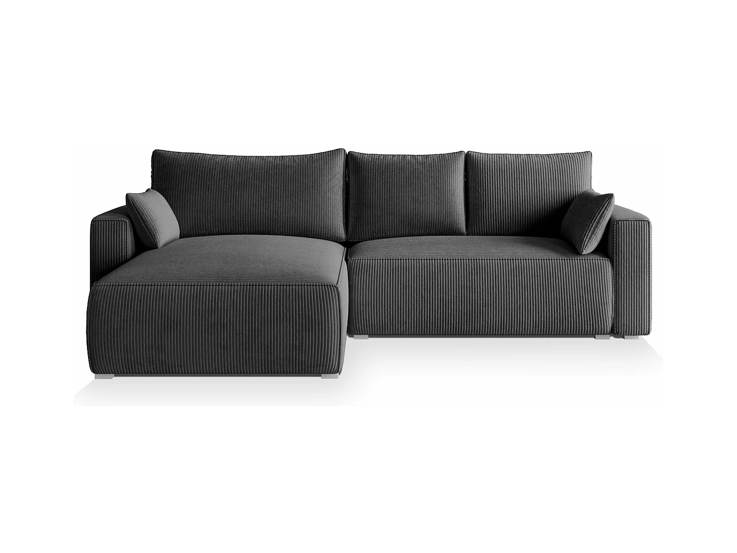 ECKSOFA FORIL P Anthrazitgrau Kordstoff mit Schlaffunktion