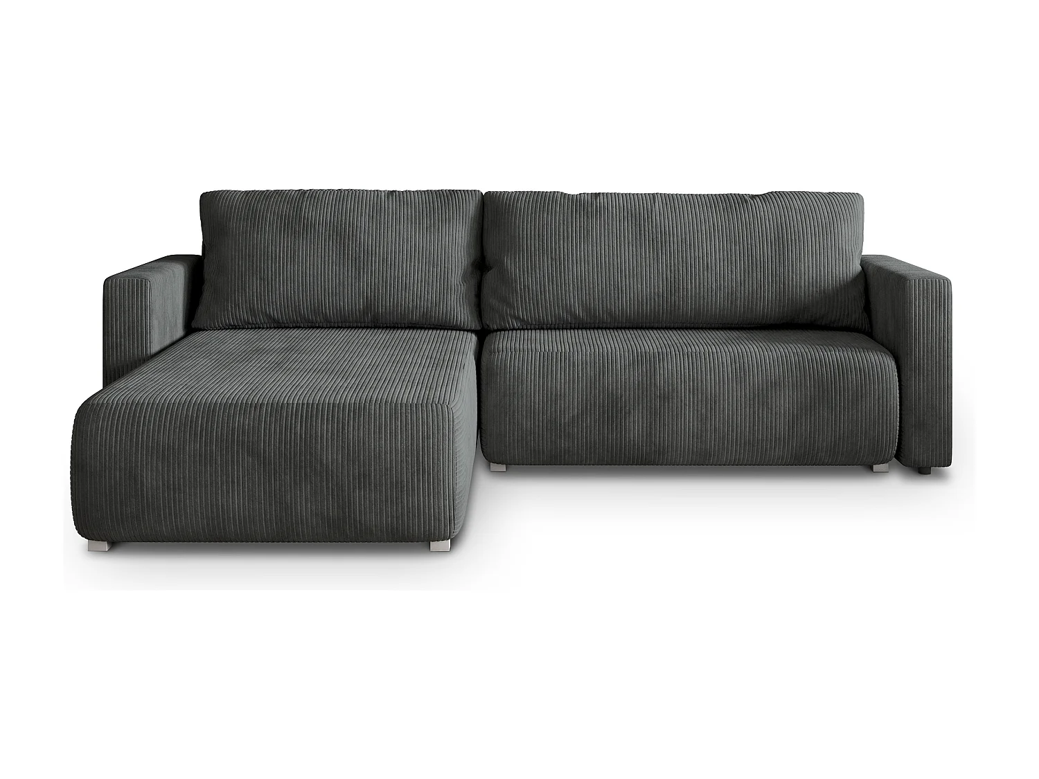 Canapé d'angle TURIN Gris anthracite en velours côtelé avec fonction de couchage