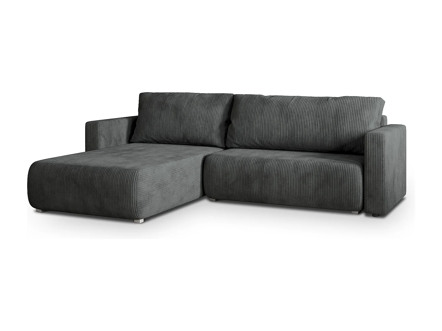 Canapé d'angle TURIN Gris anthracite en velours côtelé avec fonction de couchage