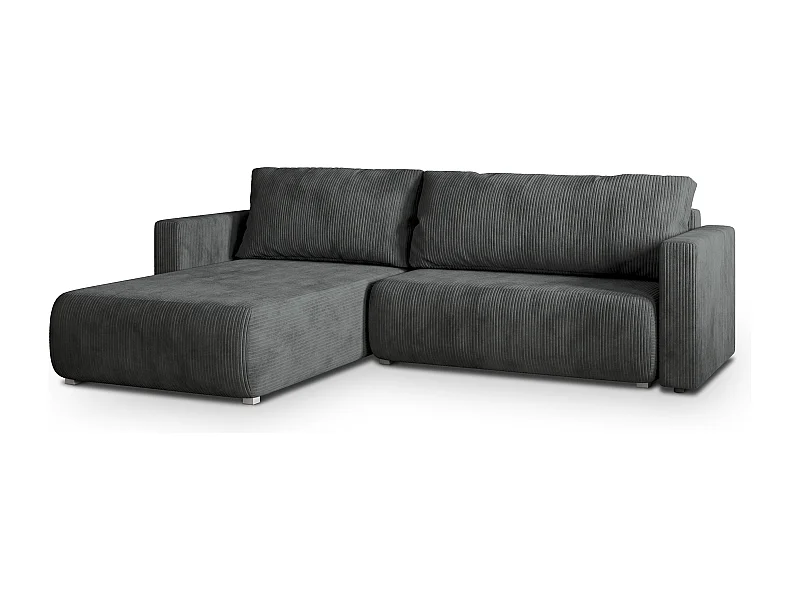 Hoekbank TURIN van fluweel met slaapfunctie Grau