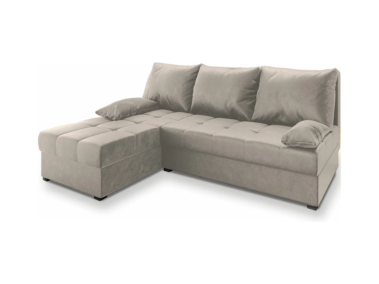 Canapé d'angle RITA Beige en peluche avec fonction de couchage