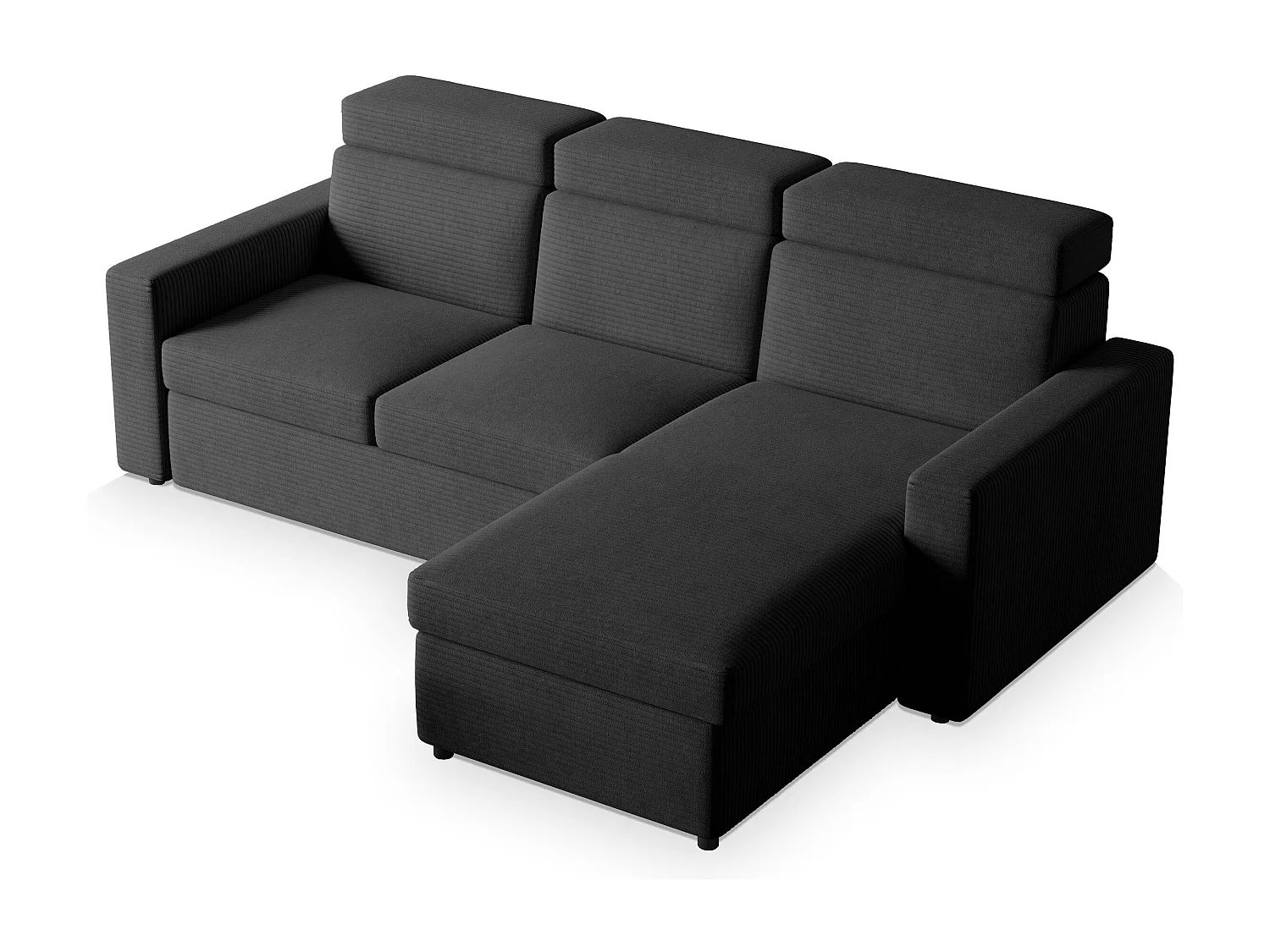 Canapé d'angle PADWA Gris anthracite en velours côtelé avec fonction de couchage