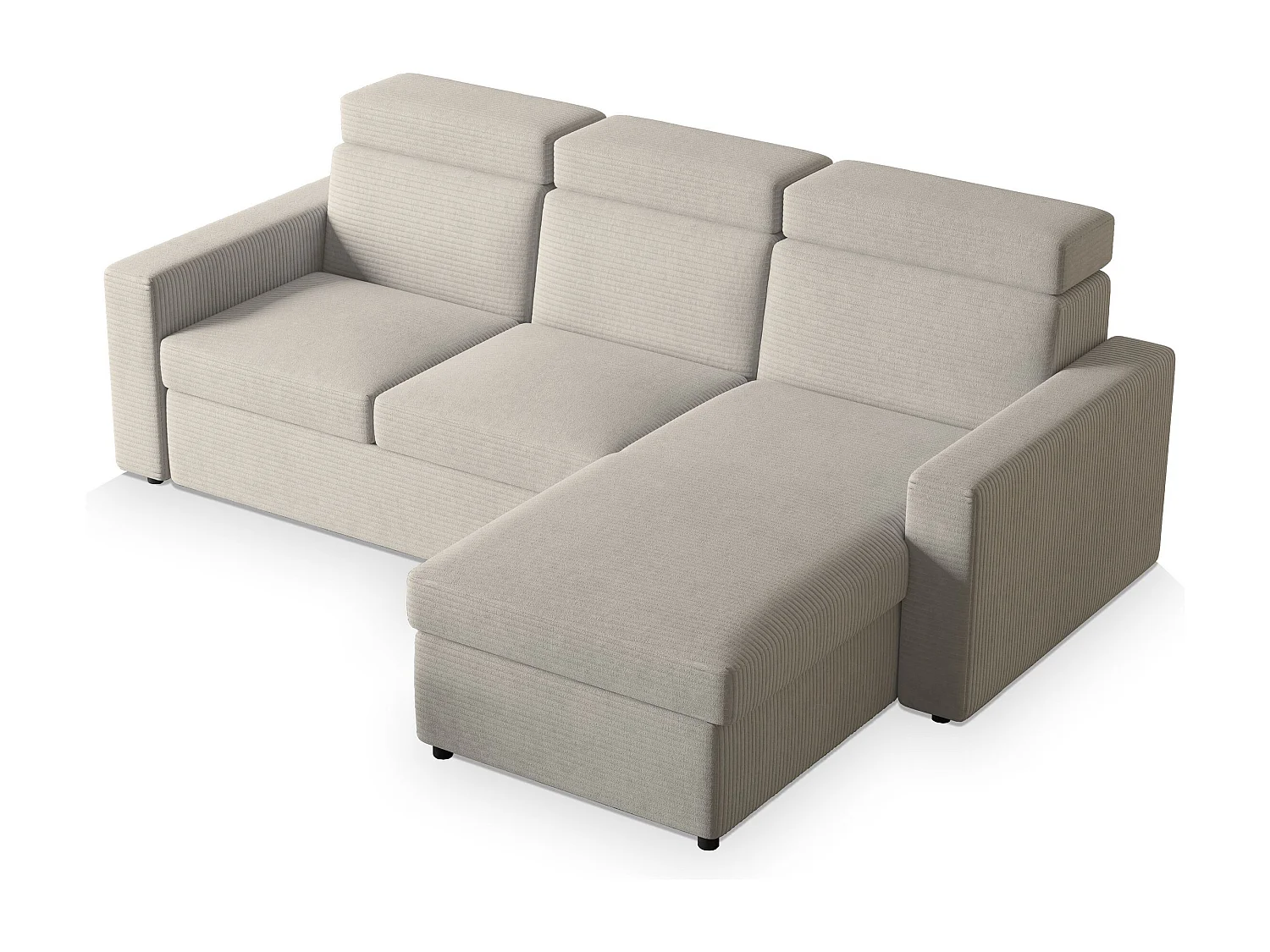 Canapé d'angle PADWA Crème en velours côtelé avec fonction de couchage