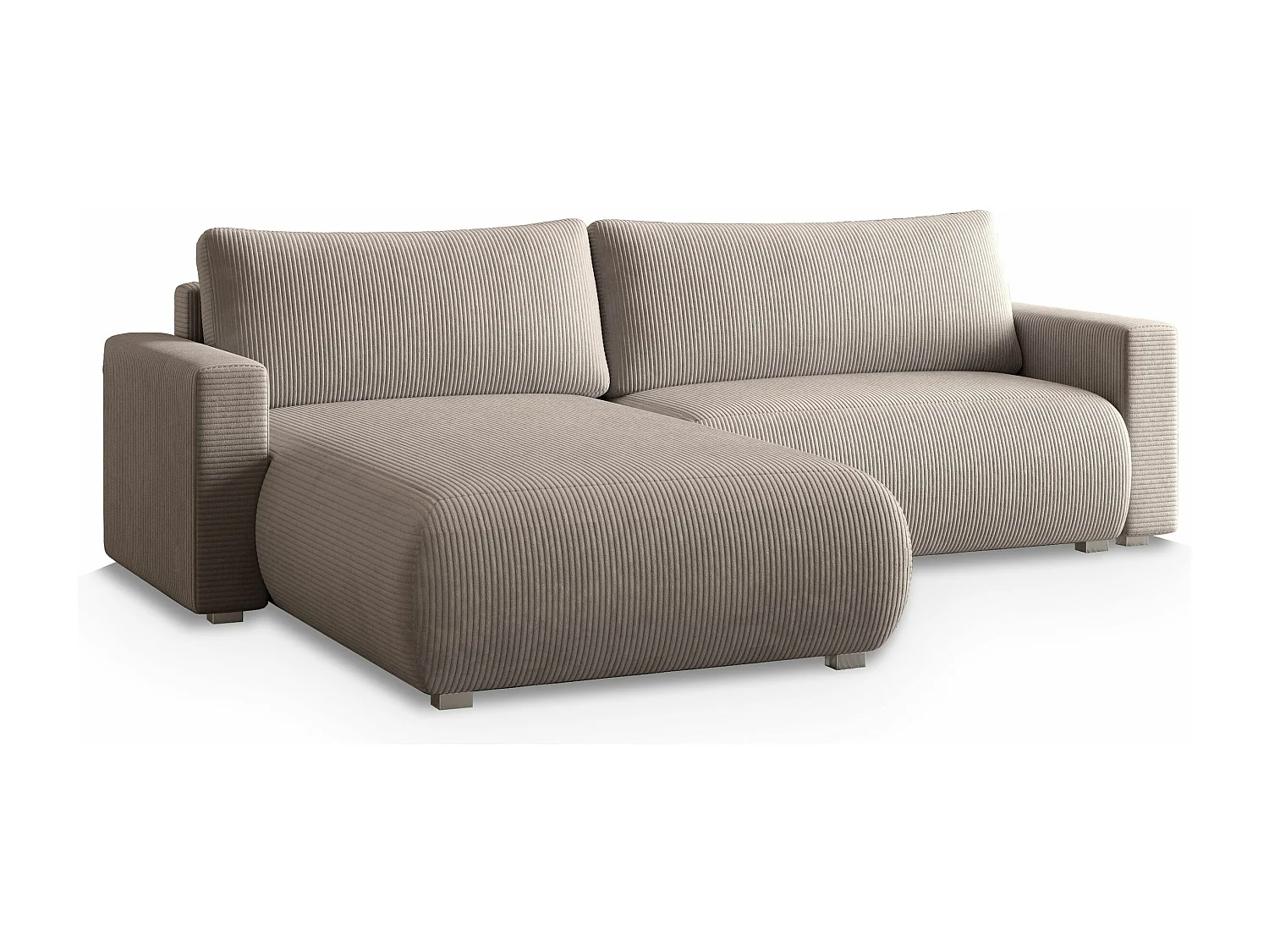 Canapé d'angle TURIN Beige en velours côtelé avec fonction de couchage