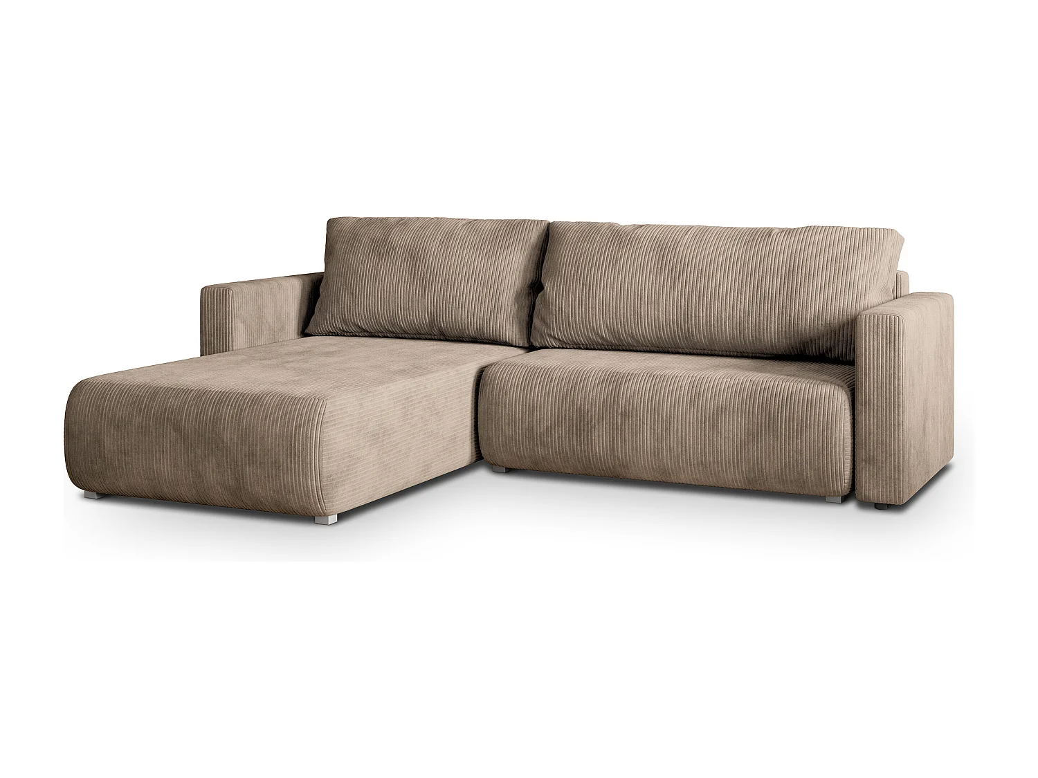 Canapé d'angle TURIN Beige en velours côtelé avec fonction de couchage