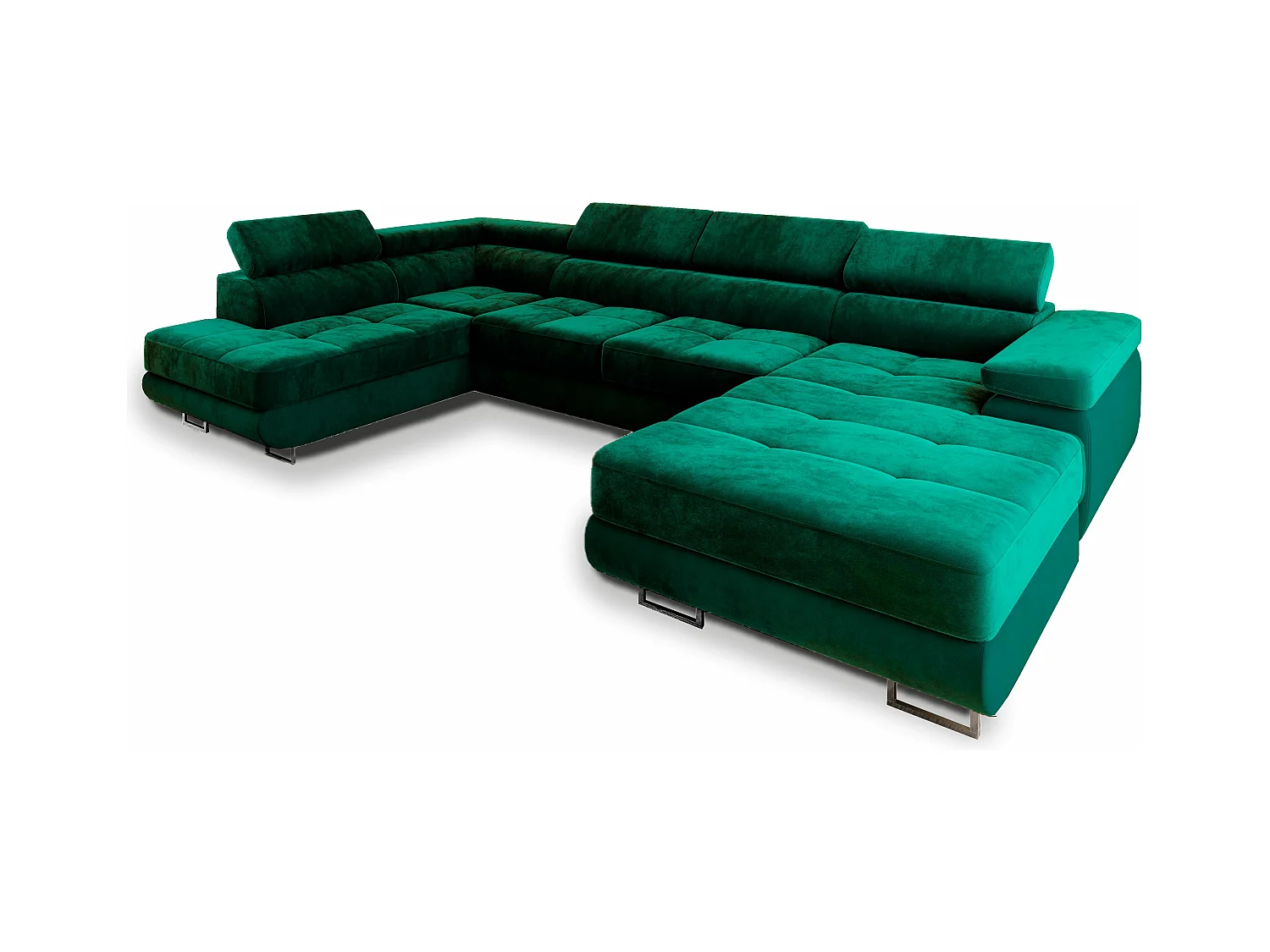 ECKSOFA CASONE L-S Grün Velours-Stoff mit Schlaffunktion