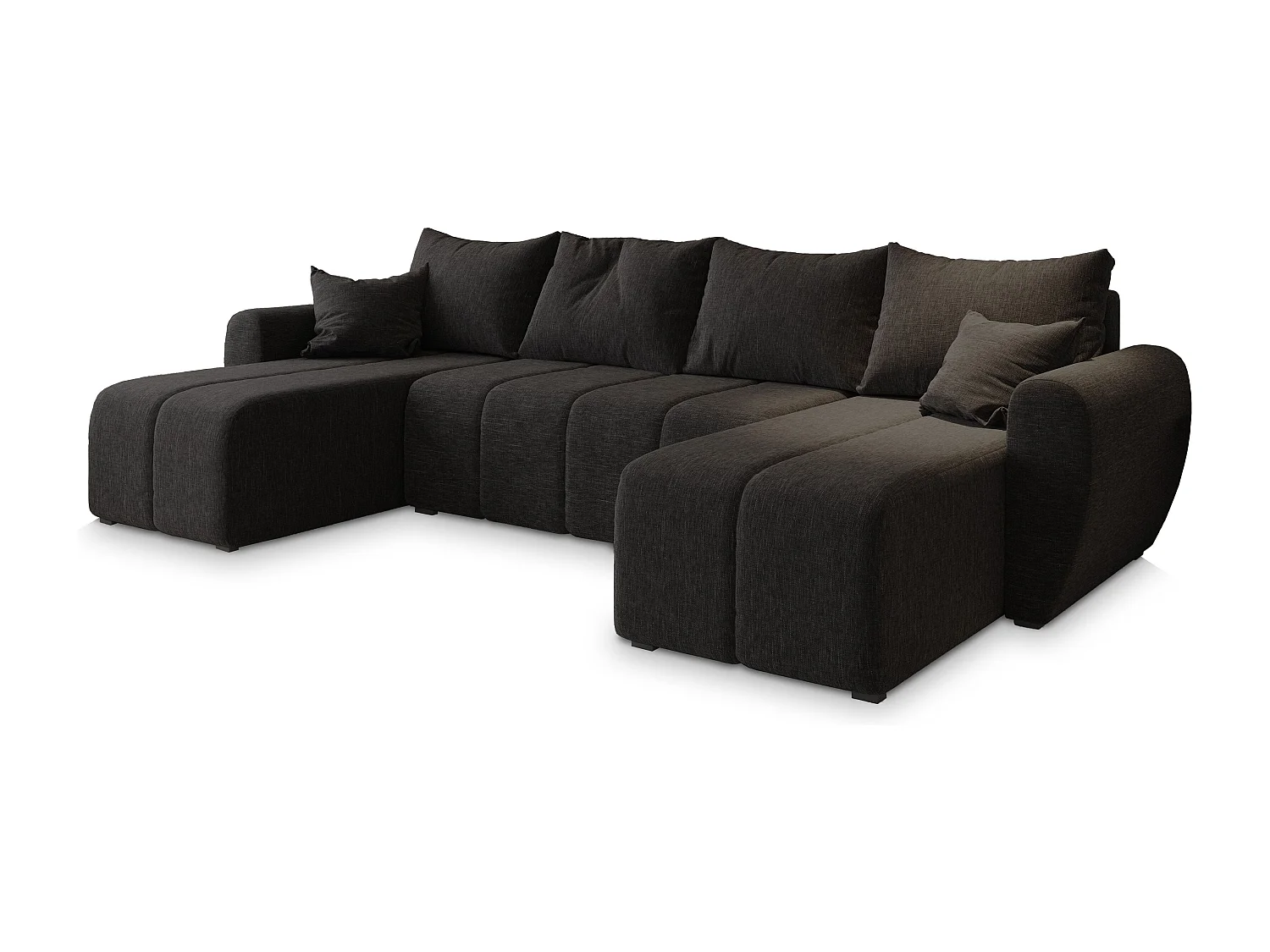 Canapé d'angle MADISON Gris en tissu texturé avec fonction de couchage