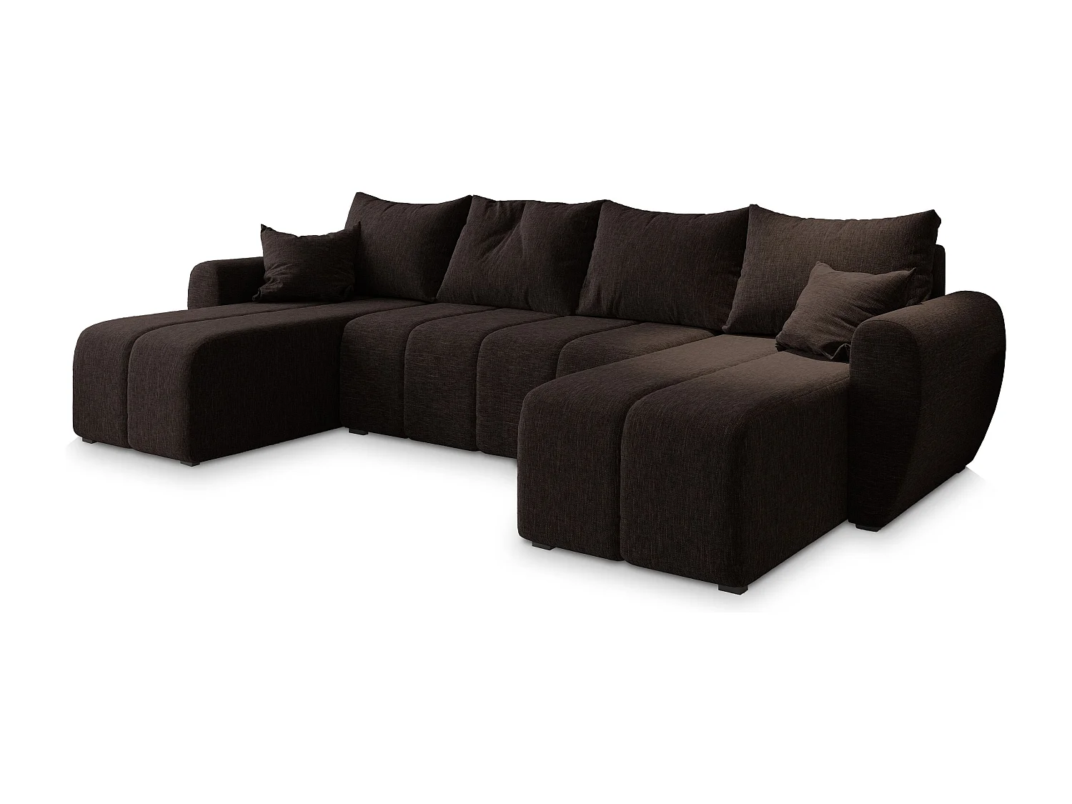 Canapé d'angle MADISON Marron en tissu texturé avec fonction de couchage