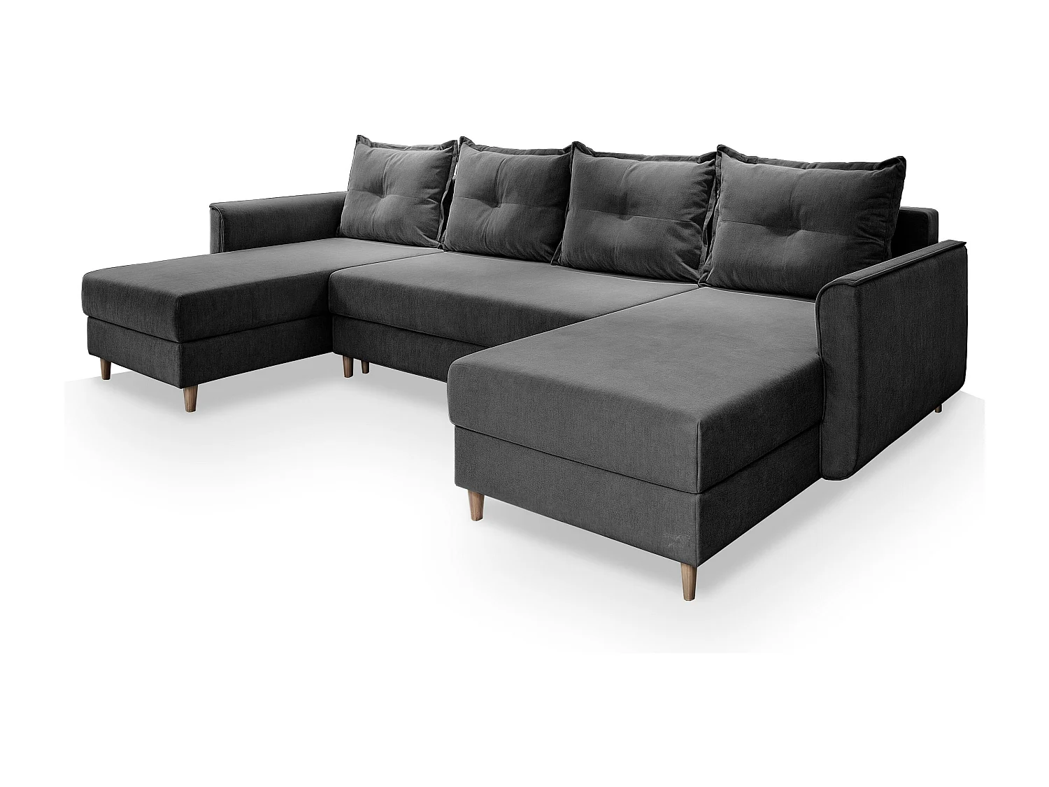 Hoekbank VERNI van fluweel met slaapfunctie Grau