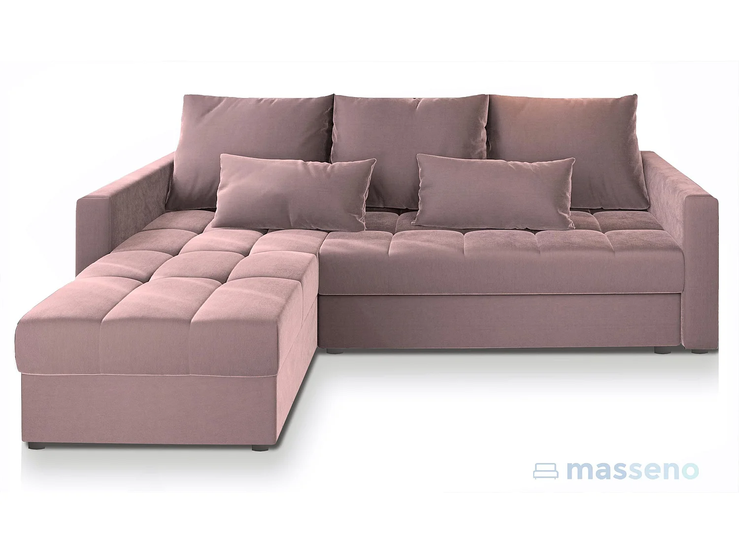 ECKSOFA KOS PIK Rosa Plüsch-Stoff mit Schlaffunktion