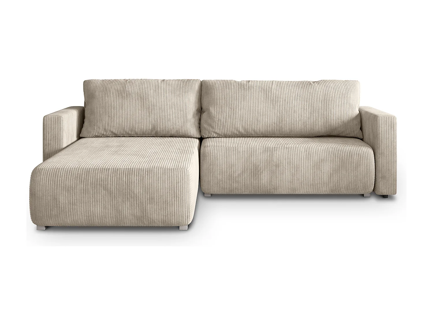 Canapé d'angle TURIN Crème en velours côtelé avec fonction de couchage