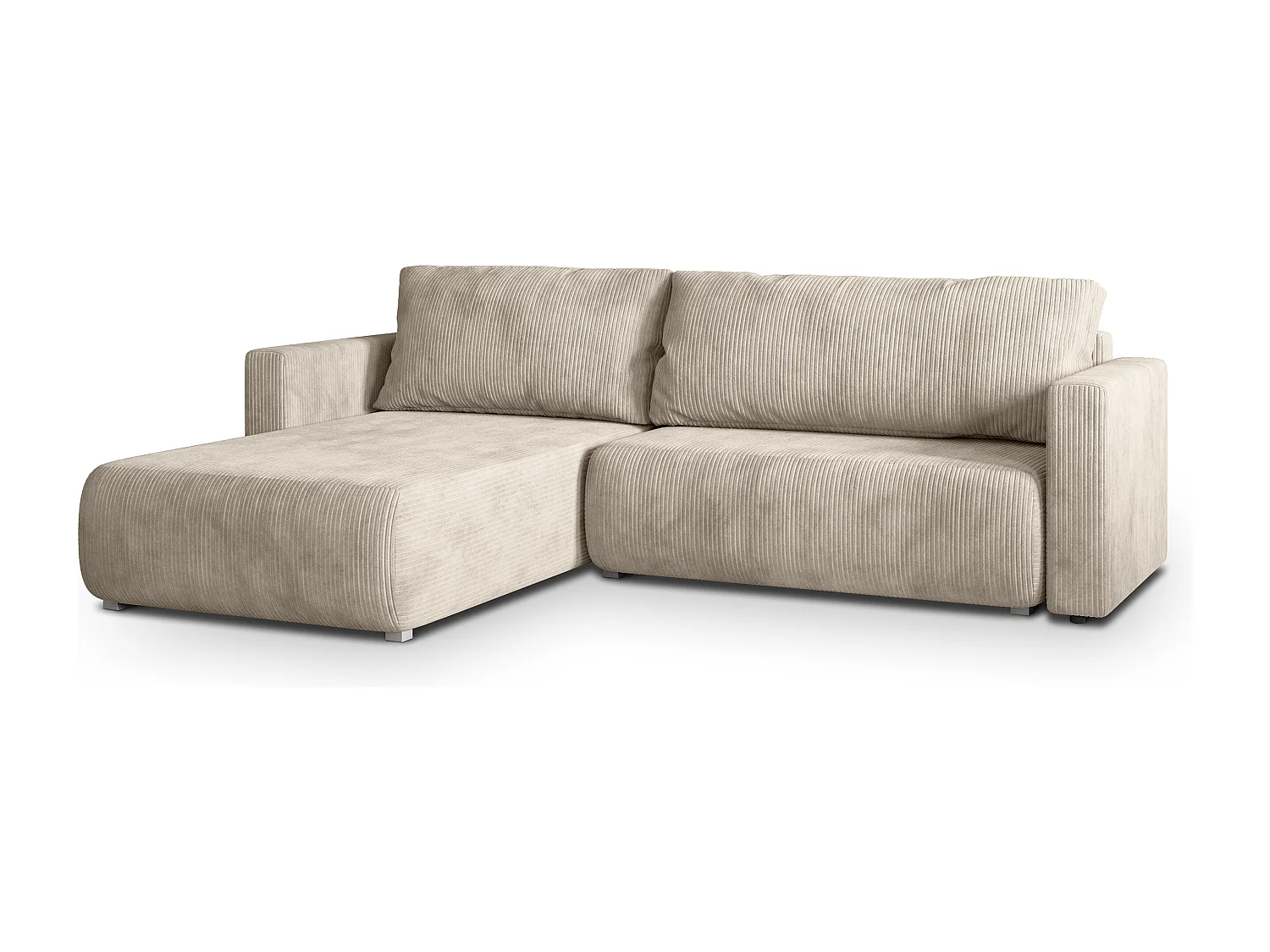 Canapé d'angle TURIN Crème en velours côtelé avec fonction de couchage