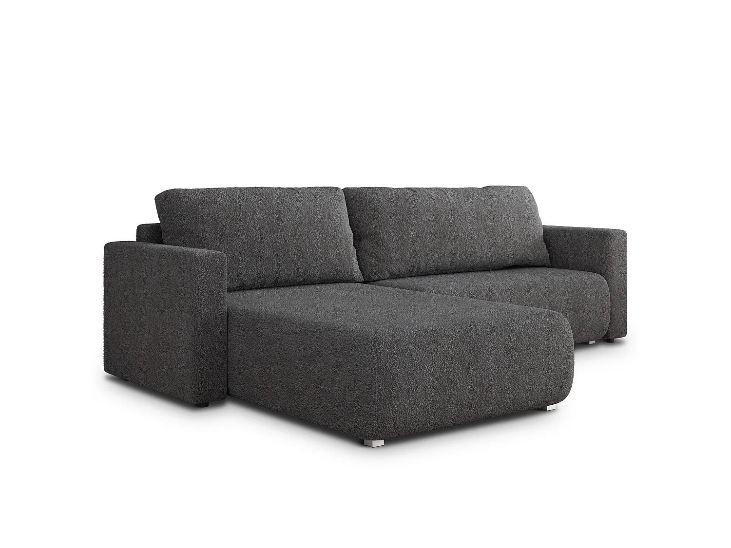 Canapé d'angle convertible 3 places en tissu gris TURIN
