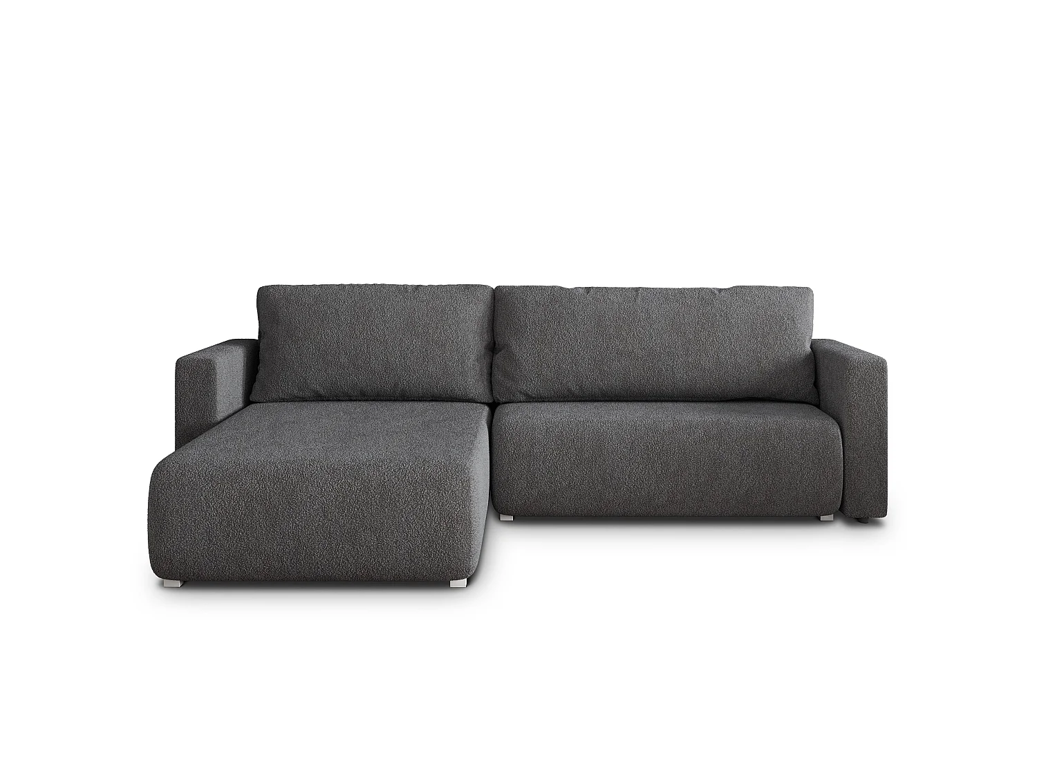 Canapé d'angle convertible 3 places en tissu gris TURIN