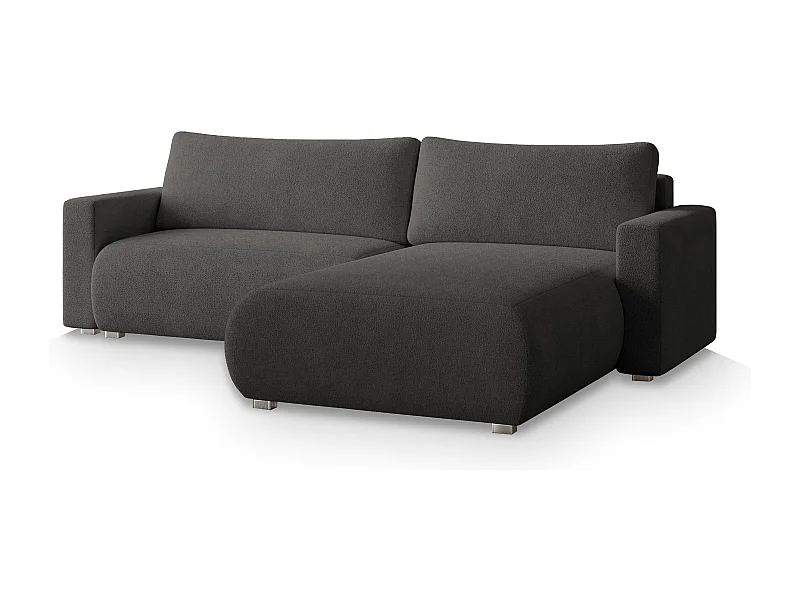 Canapé d'angle TURIN Gris en bouclé avec fonction de couchage