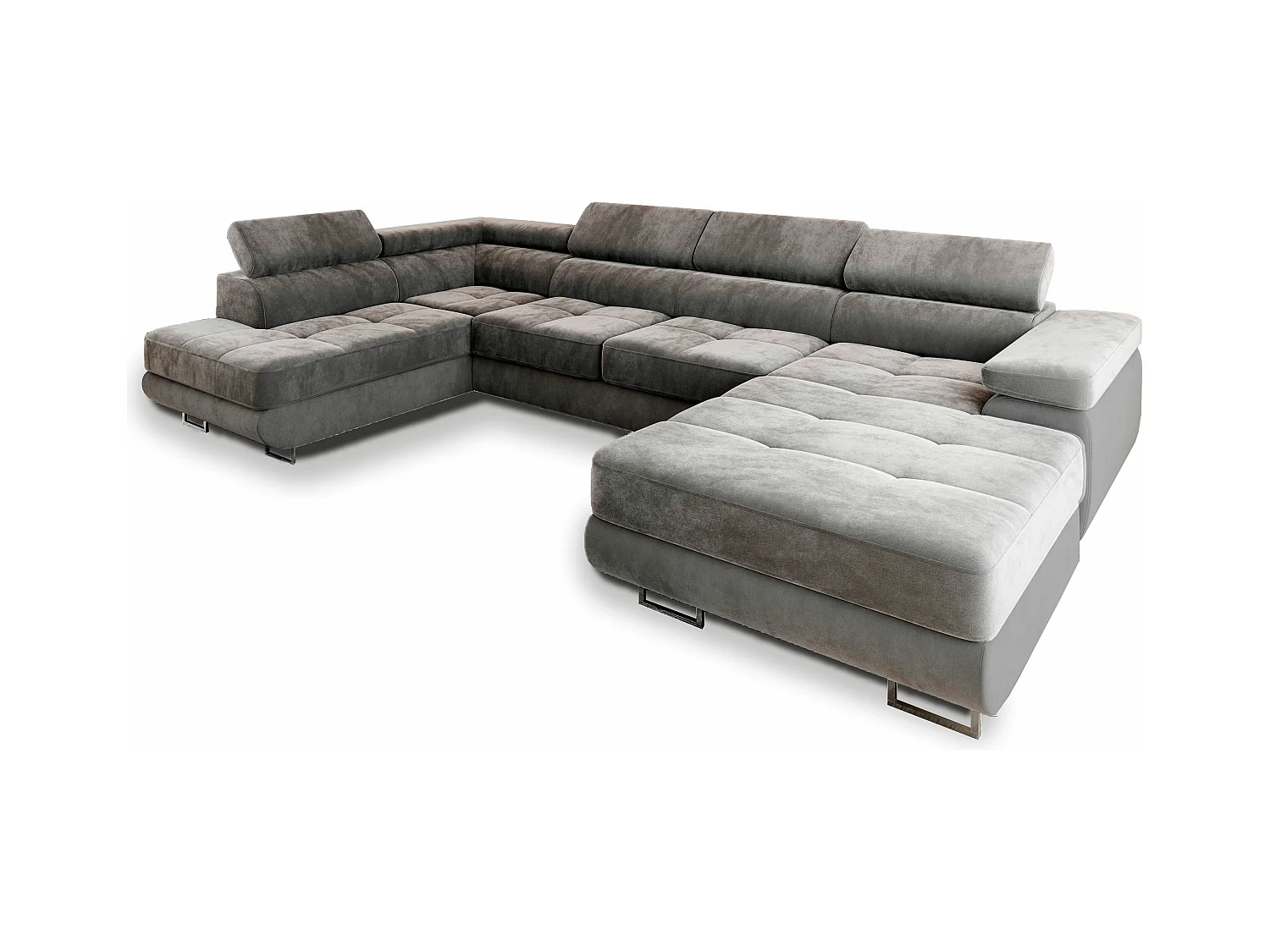 Canapé d'angle CASONE Gris en velours avec fonction de couchage