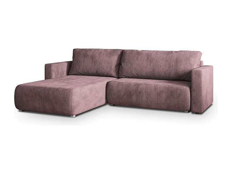 Canapé d'angle TURIN Parme en velours côtelé avec fonction de couchage