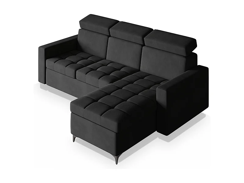 Hoekbank KAME van fluweel met slaapfunctie Schwarz