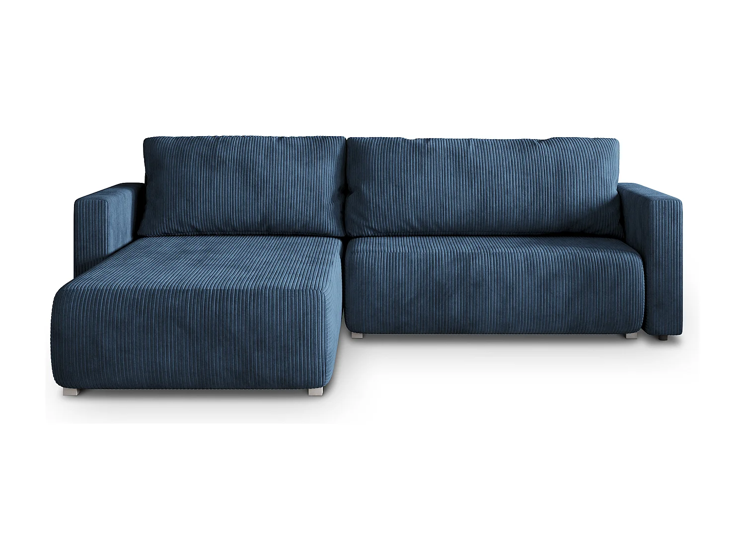 Canapé d'angle TURIN Bleu en velours côtelé avec fonction de couchage