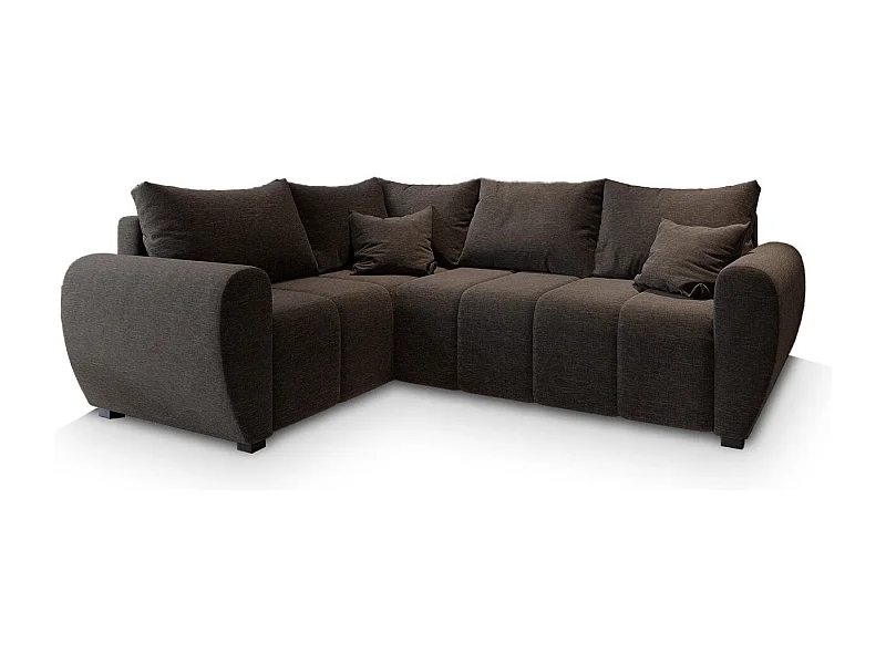 Canapé d'angle MADISON Marron en tissu texturé avec fonction de couchage
