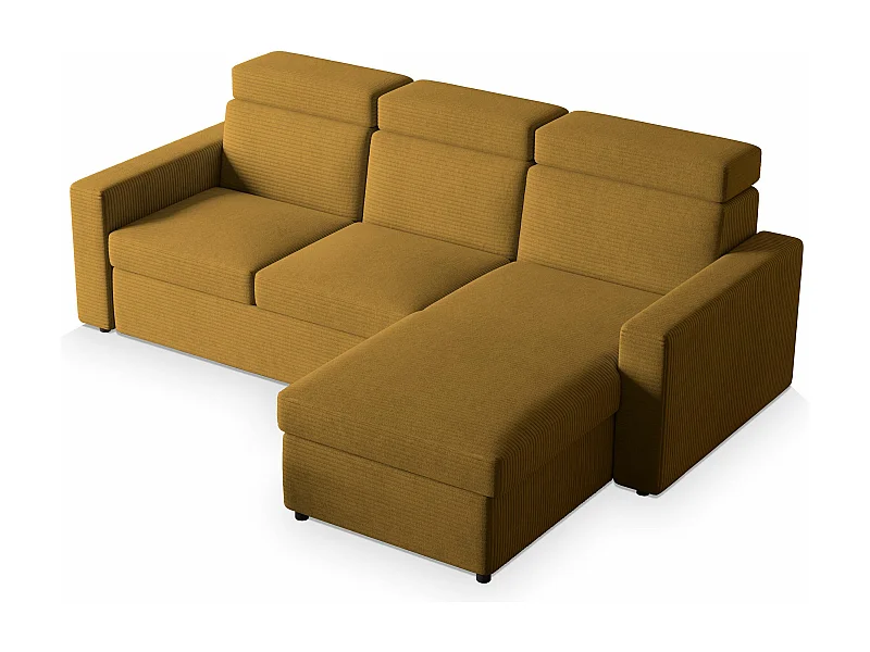Canapé d'angle PADWA Jaune en velours côtelé avec fonction de couchage