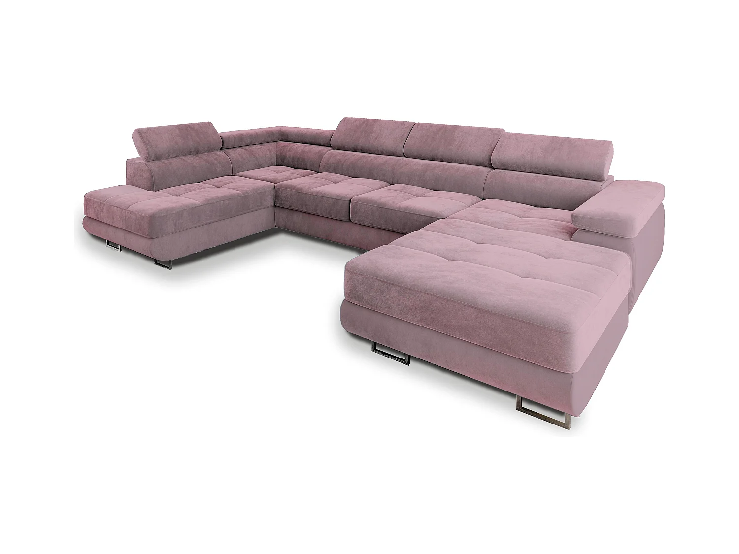 Canapé d'angle CASONE Parme en velours avec fonction de couchage