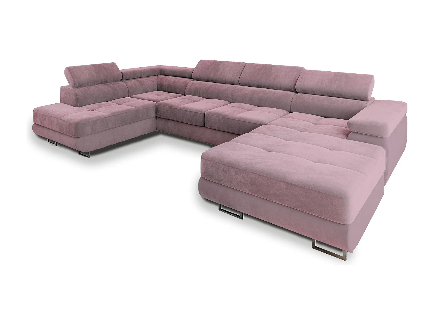 Canapé d'angle CASONE Parme en velours avec fonction de couchage