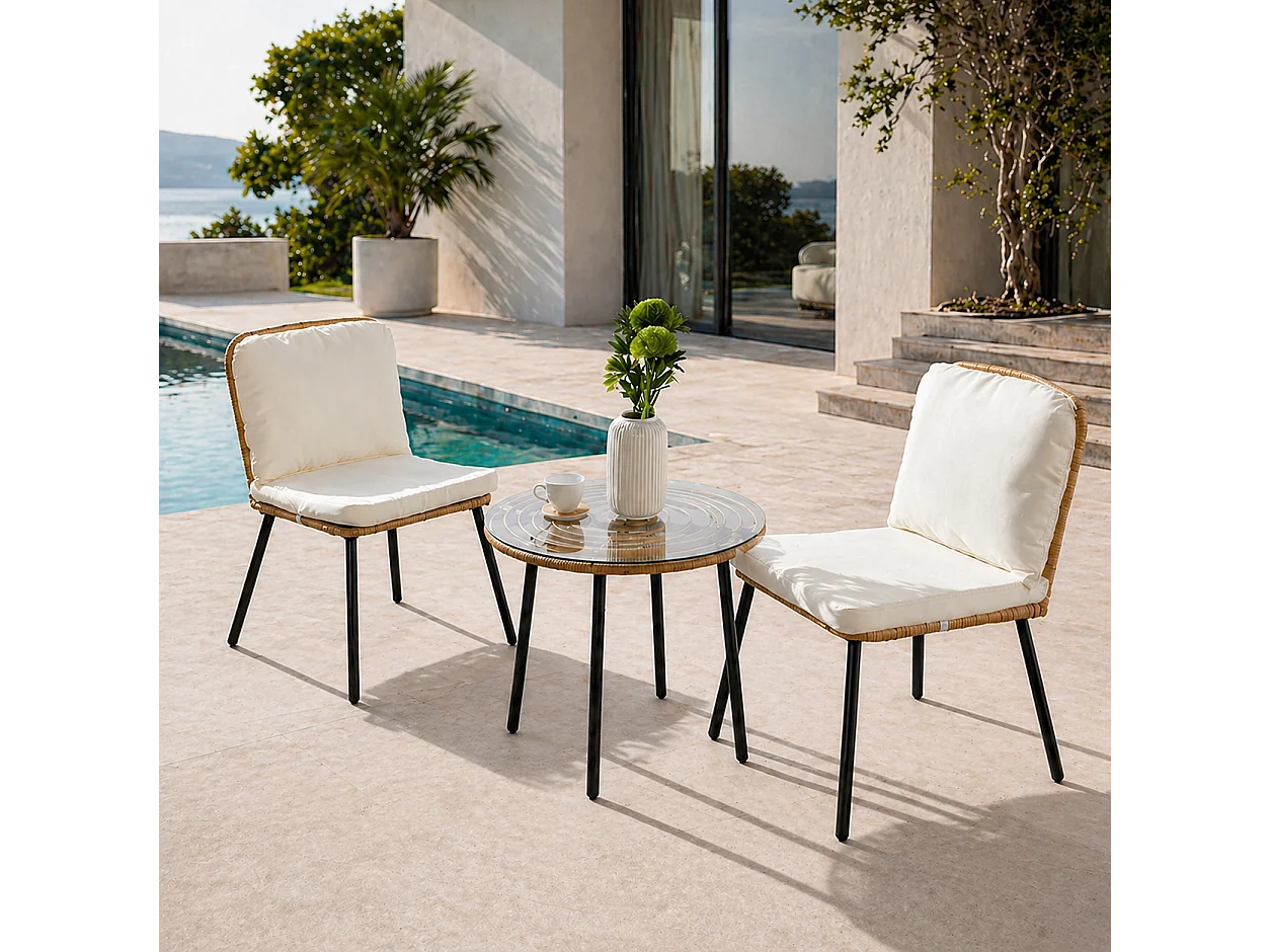 Set di mobili da giardino bassi 2 sedie + 1 tavolo CADIX