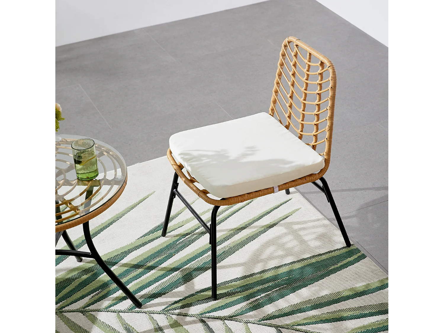 Salon de jardin 2 places effet rotin TOLEDE