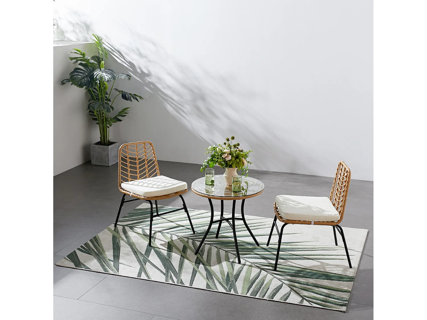 Salon de jardin 2 places effet rotin TOLEDE