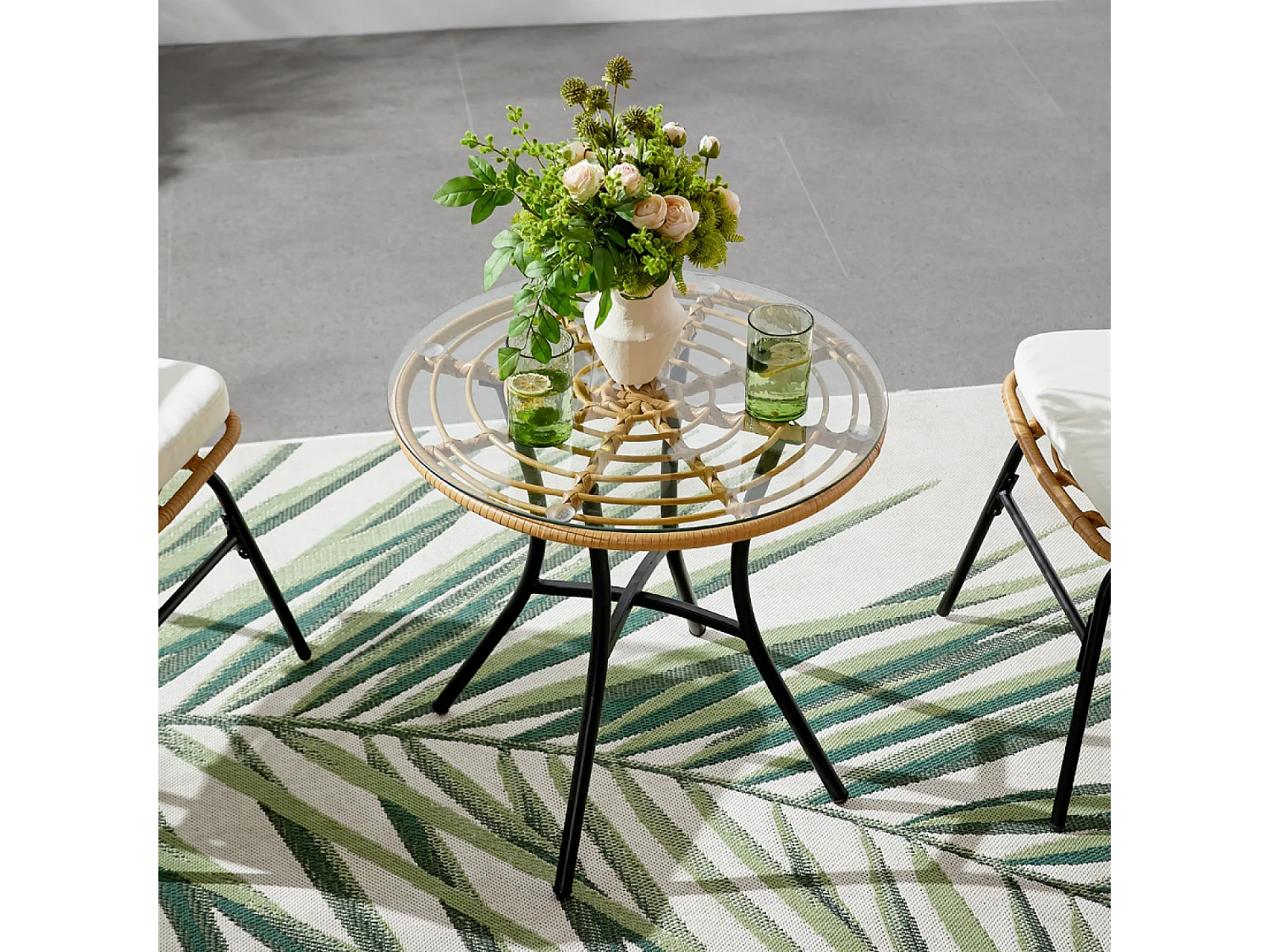 Salon de jardin 2 places effet rotin TOLEDE