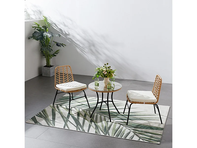 Tuinset 2-zits van rotan TOLEDE met glazen salontafel