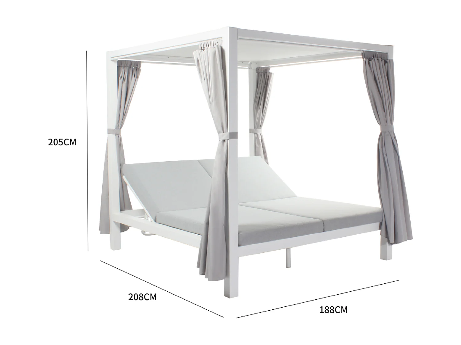 Lit de jardin 2 places gris CORDOUE