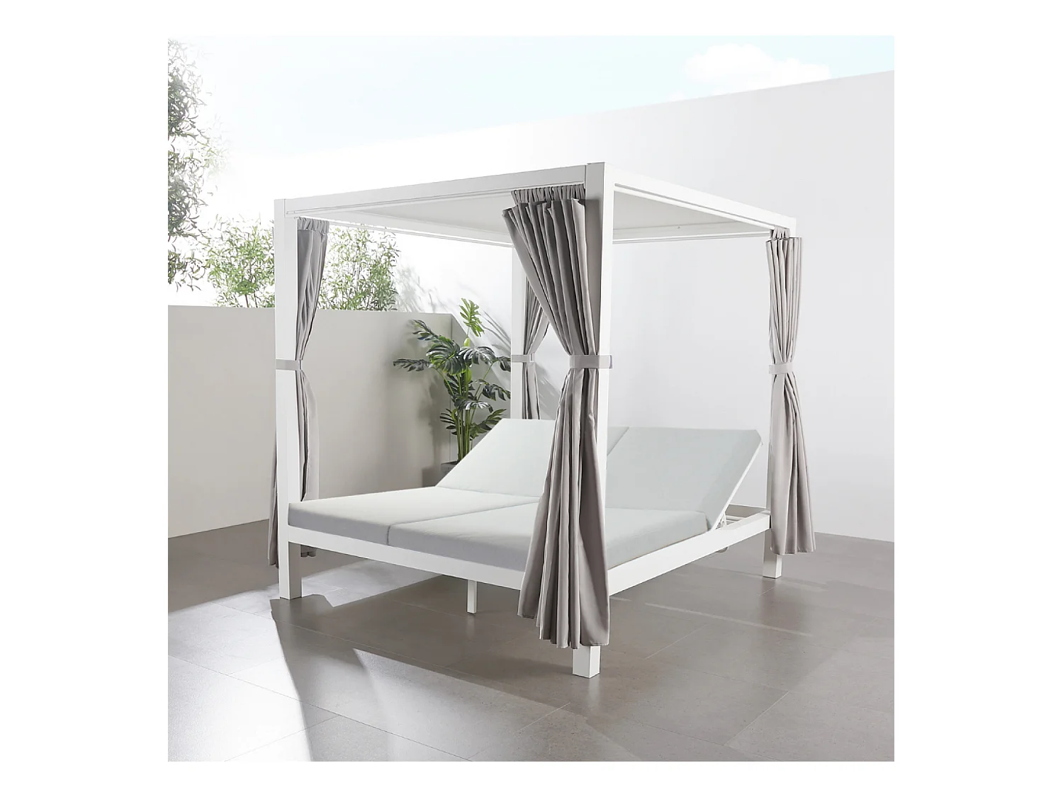 Lit de jardin 2 places gris CORDOUE