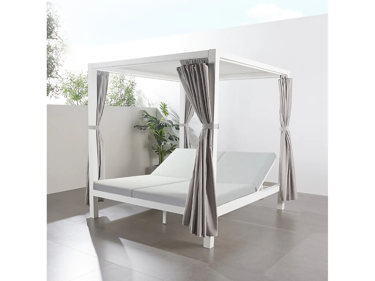 Lit de jardin 2 places gris CORDOUE