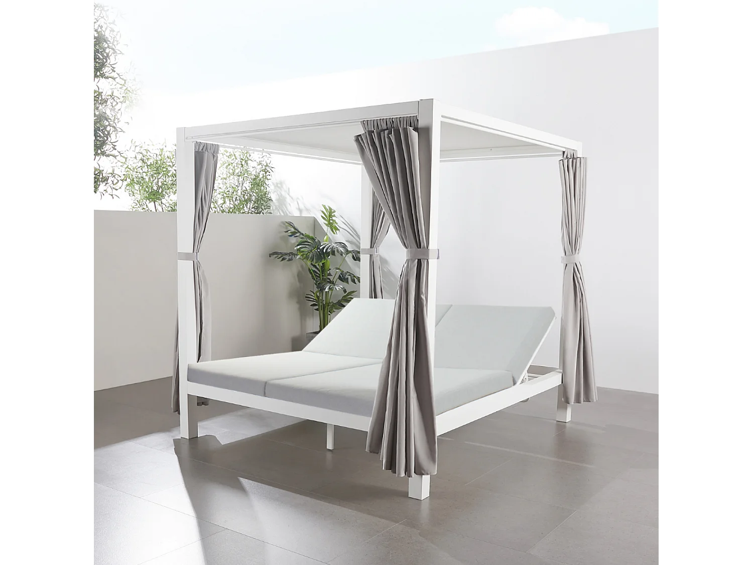 Lit de jardin 2 places gris CORDOUE