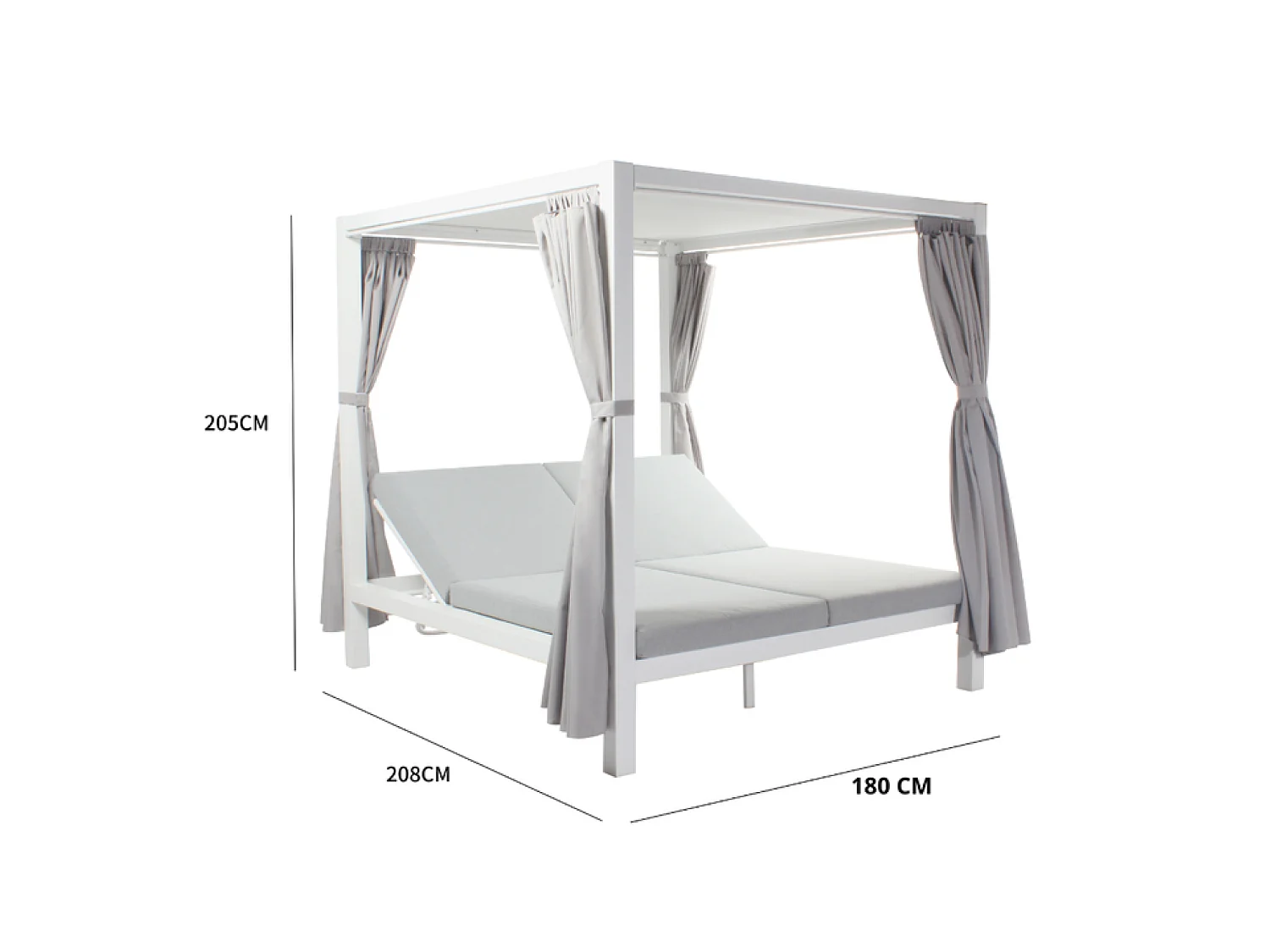 Lit de jardin 2 places gris CORDOUE